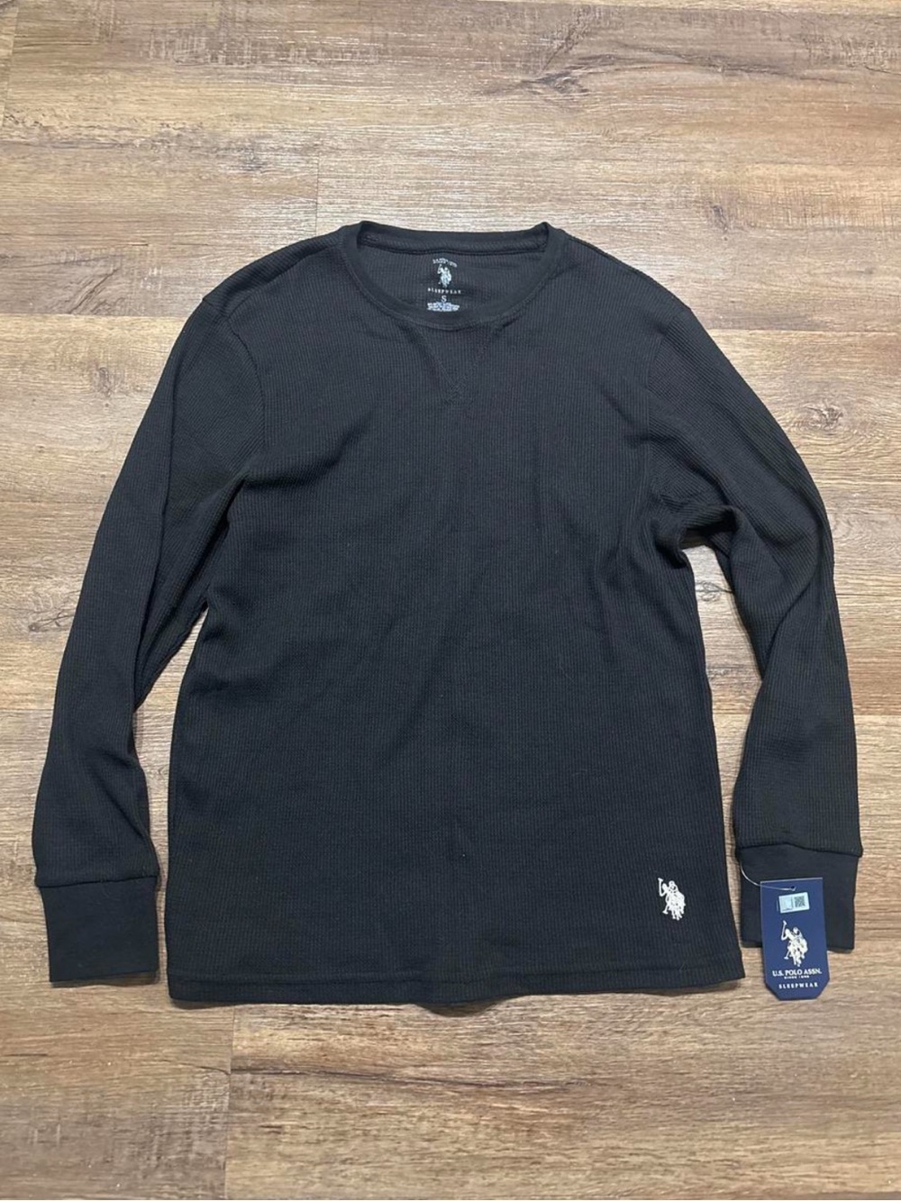 U.S. Polo Assn. Men's Black Waffle Thermal Long Sleeve Shirt